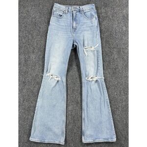 Levis Premium 70s High Flare Jeans Womens 26x32 Light‎ Wash High Rise Distressed